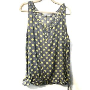 Cato xl grey yellow polka dot sleeveless blouse